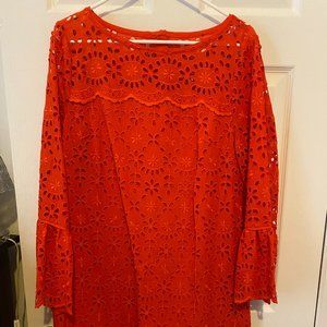 J.Crew Scarlet Red Eyelet Shift Dress